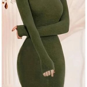 NWT AKIRA Black Label Bodycon olive green dress Sz L